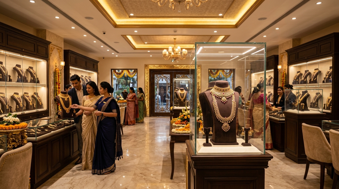 AAJ Luxury Flagship Showroom Interior in Jaipur